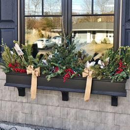 christmas window box ideas holly gold bow