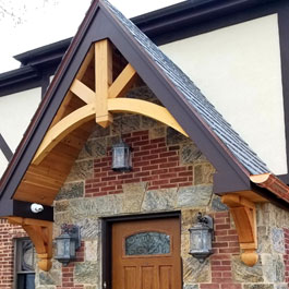 High Pitch Gable Front Entrance with Cedar Brackets
