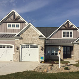 Grey Stained Wood Accents Exterior Home