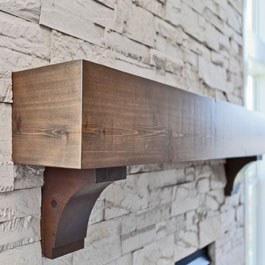 Dark Stained Cedar Mantle with Cedar Brackets