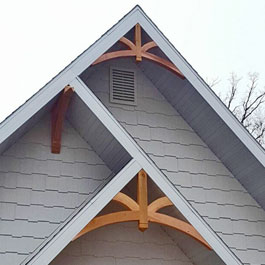 Cedar Gable Brackets in Triple Roof Peak