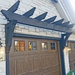 walnut stain trellis with craftsman brackets