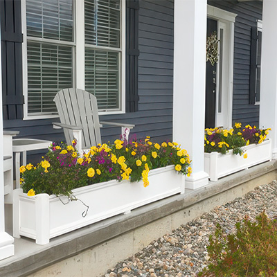 Decorative White Porch Planters