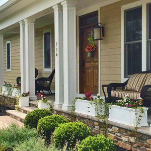 Plastic PVC Outdoor Planters on Porch and Deck