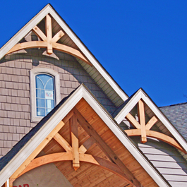 Unstained cedar gables 12/12 pitch