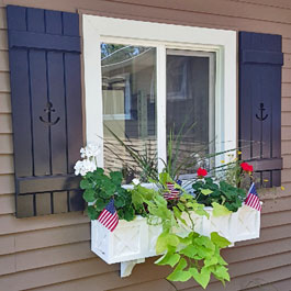 Shutters with Anchor Cutout and Flower Box