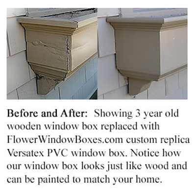Wood rot on a window box - how to fix or replace with pvc