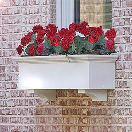 3' Traditional white window box with red geraniums