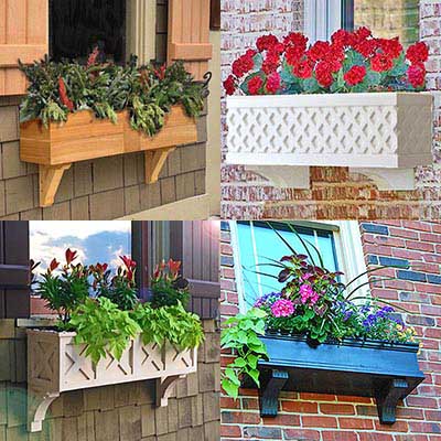 large variety of pvc window box planters and flower boxes