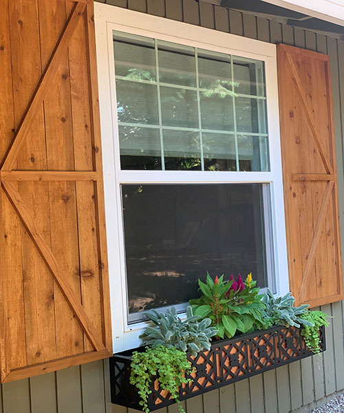 Wrought Iron Window Box with Shutters