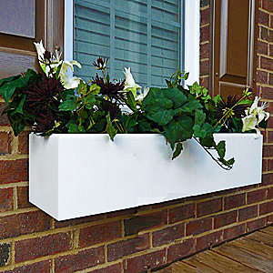 plain white flower window box, pvc