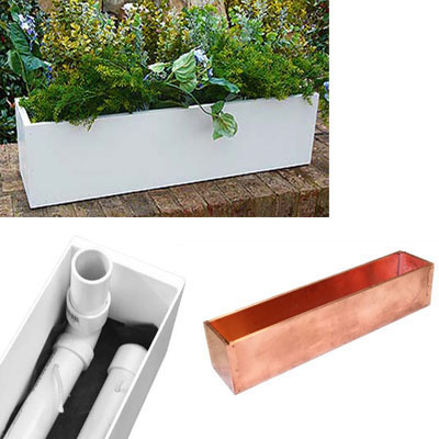 4 x 10 x 5 in, Rectangle Wood Box Planter with Plastic Insert Liner